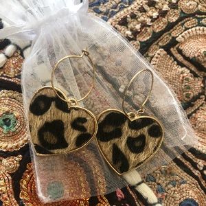 Heart-shaped animal print South African earrings!